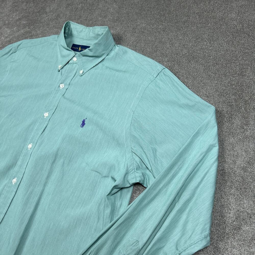 Ralph Lauren Dress Shirt Mens 17 43 XL Green Button Down Polo Pony Business Casu